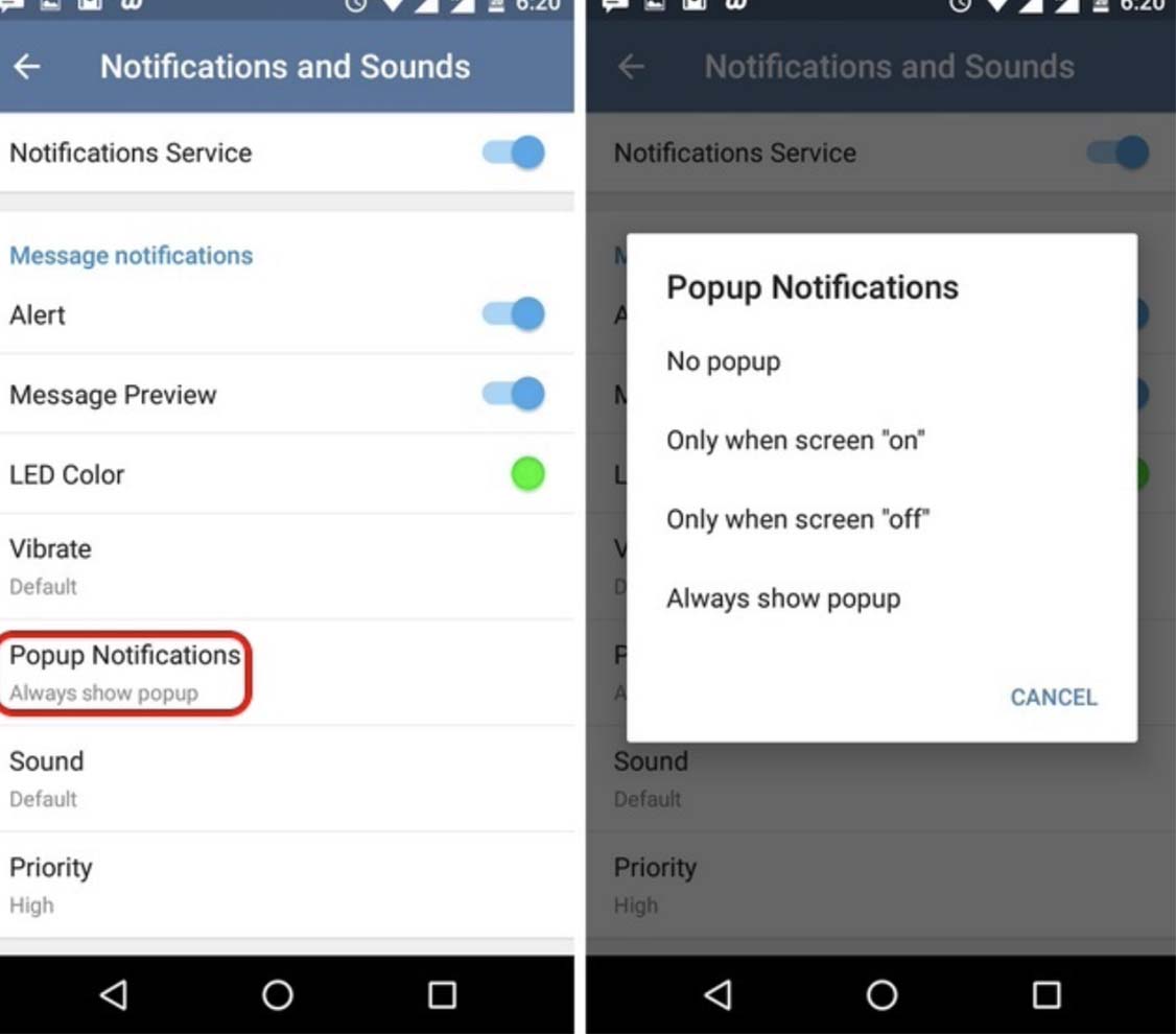 How to set up pop-up notifications in Telegram